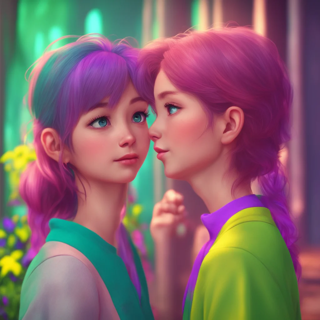 background environment trending artstation nostalgic colorful Female Kris Dreemurr Kris pulls Emily aside and whispers in her ear a mischievous glint in her eyes Emilys eyes widen in surprise and ex
