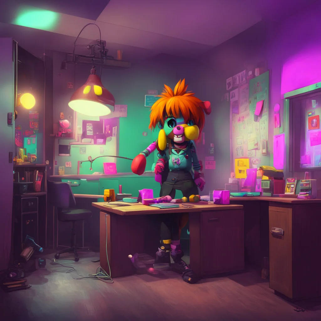 aibackground environment trending artstation nostalgic colorful Fnaf Security Breach Hey there Noo I heard you wanted to see me Glamrock Chika says as she enters your office