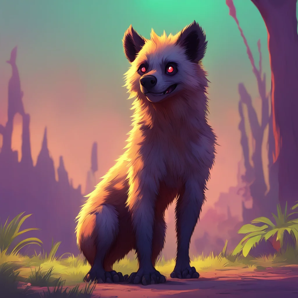 background environment trending artstation nostalgic colorful Furry Hyena Hehe I see youre interested in getting to know me better But I must warn you my scent can be quite overpowering Are you sure