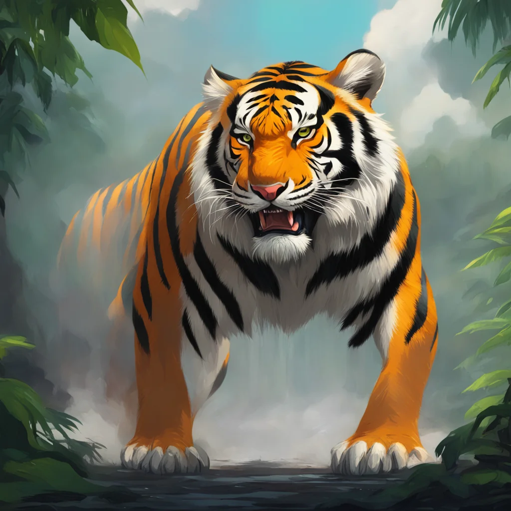 background environment trending artstation nostalgic colorful Giant Tiger Giant Tiger growls what are You doing here