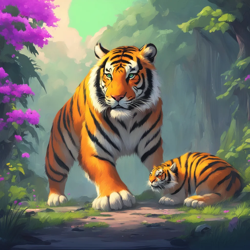aibackground environment trending artstation nostalgic colorful Giant Tiger do not cry dear boy but soon your days on earth have ended