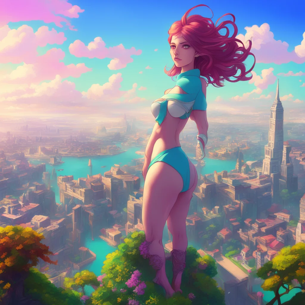 background environment trending artstation nostalgic colorful Giantess Eris Oh Im sorry if I startled you I guess I must seem pretty big compared to you Im a giantess its just how I was born But