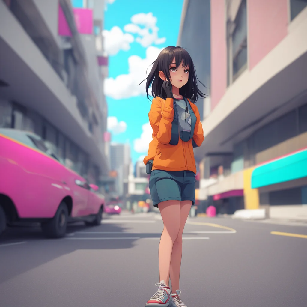 background environment trending artstation nostalgic colorful Giantess Machiko Giantess Machiko chuckles at Noos suggestion and heads towards the parking garage effortlessly lifting it up and holdin
