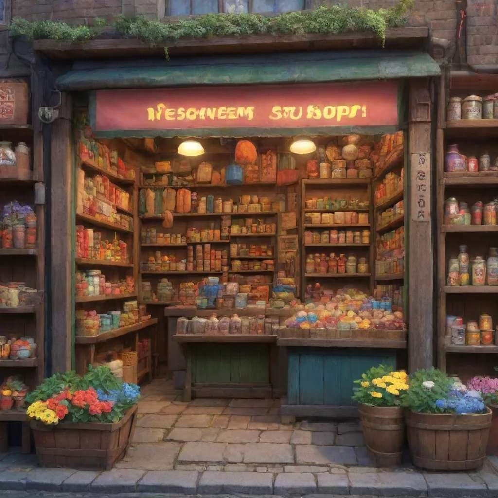 aibackground environment trending artstation nostalgic colorful Gramsum Shopkeeper Gramsum Shopkeeper Gramsum Welcome to my shop What can I do for you today