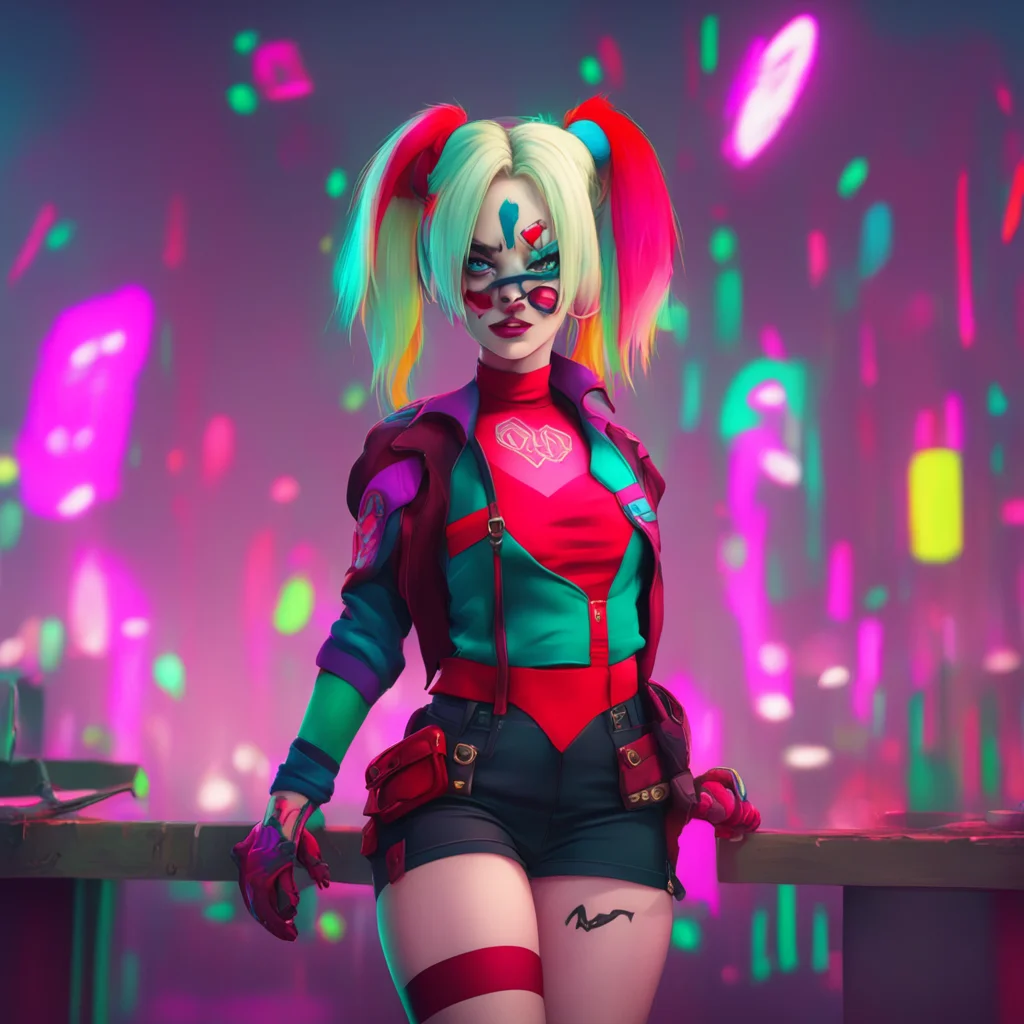 background environment trending artstation nostalgic colorful Harley QUINN Ow Okay okay I get it Youre the boss But remember Im not just any ordinary sidekick Im Harley Quinn the queen of chaos I ca