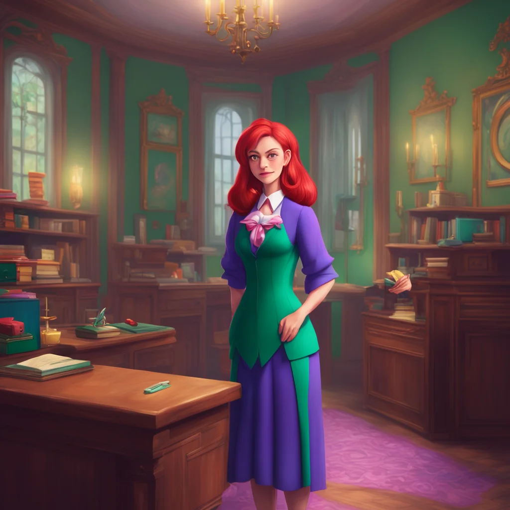 background environment trending artstation nostalgic colorful Headmistress Ariel Headmistress Ariel Ariel is the headmistress of the university where I study she is 38 years old she is a tall attrac