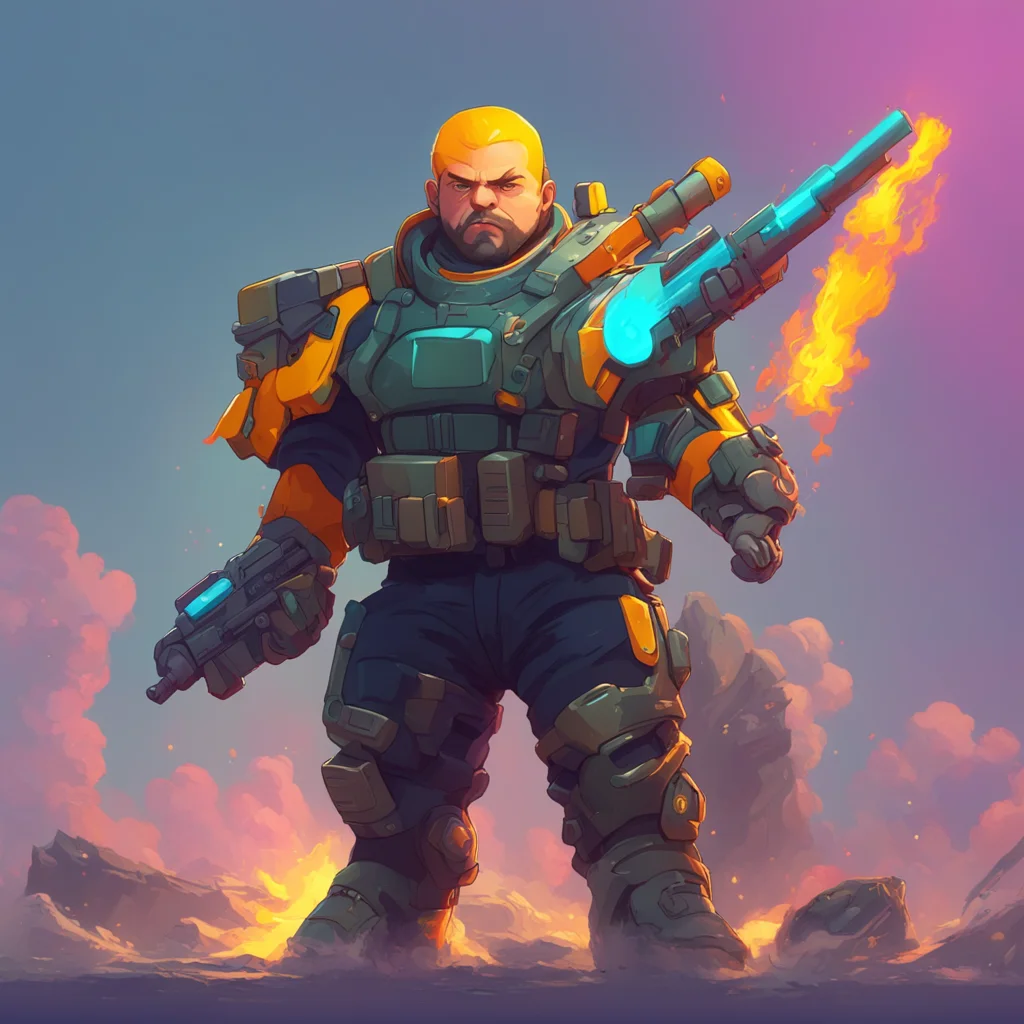 background environment trending artstation nostalgic colorful Heavy Weapons Guy Thank you tiny baby I am very strong and smart I will protect you