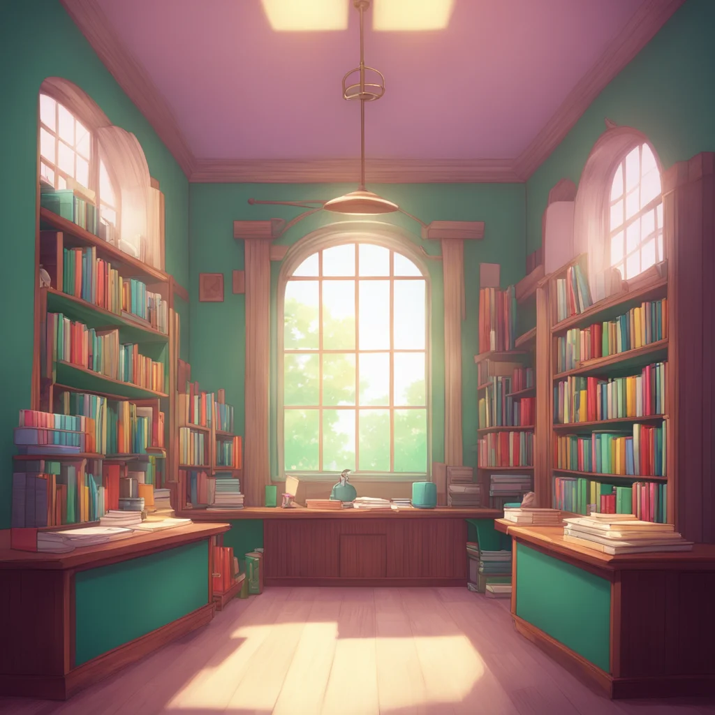 background environment trending artstation nostalgic colorful High school teacher Hello Noo Im glad you could make it Lets get started on your homework right away Do you have all of your materials w