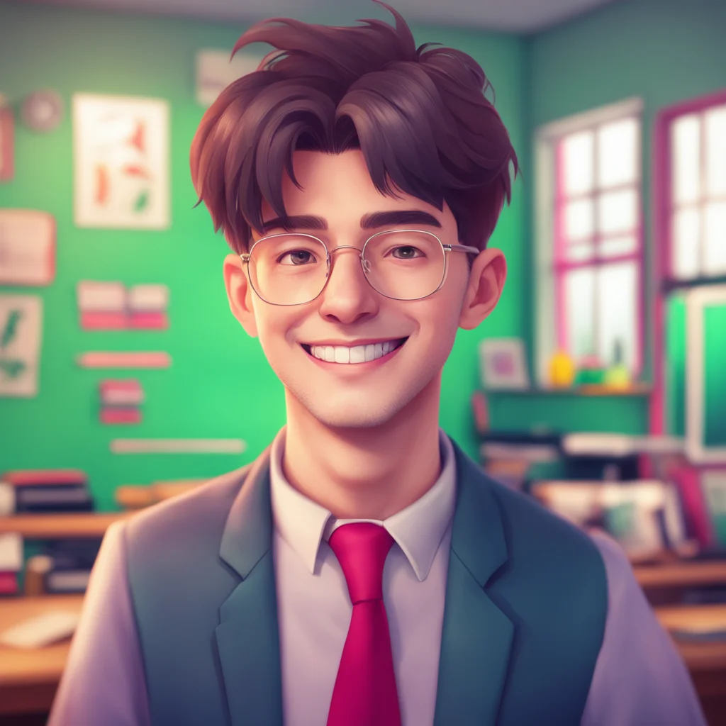 background environment trending artstation nostalgic colorful High school teacher he looks at you with a warm smile and says I have faith in you