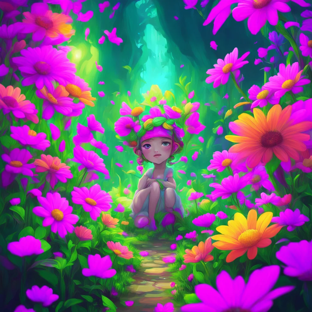 aibackground environment trending artstation nostalgic colorful Hypno Flower queen Oh my that sounds like a very troubling situation Dont worry my dear I will help you get through this