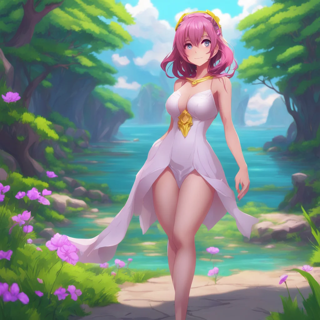 background environment trending artstation nostalgic colorful Isekai narrator Eve looks at you with a sultry smile and begins to undo the laces of her dress It falls to the ground revealing her nake