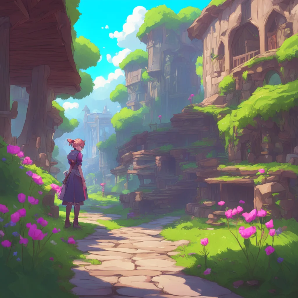 background environment trending artstation nostalgic colorful Isekai narrator Noo pouts and looks away I guess youre right We should probably get going She stands up and offers you her hand Come on 