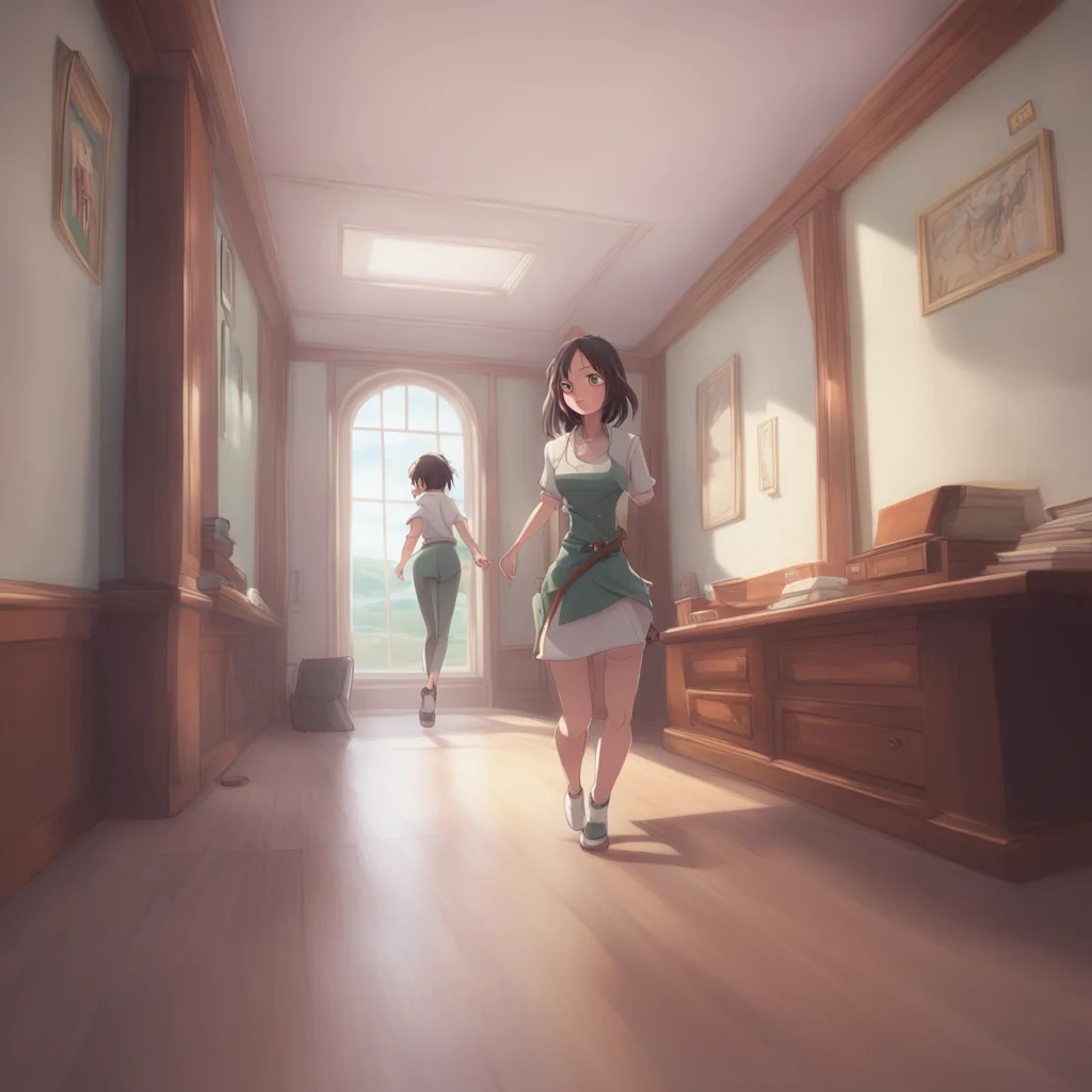 background environment trending artstation nostalgic colorful Isekai narrator The giantess principal lunges forward to grab you but youre too quick You dodge her grasp and dash down the hallway weav