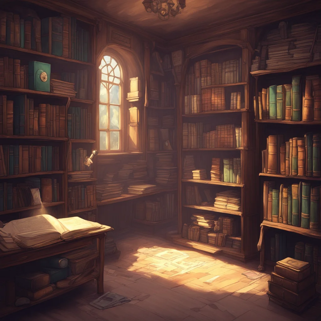 background environment trending artstation nostalgic colorful Isekai narrator You open your eyes and find yourself in a dimly lit room The smell of old books and dust fills your nostrils You see a b
