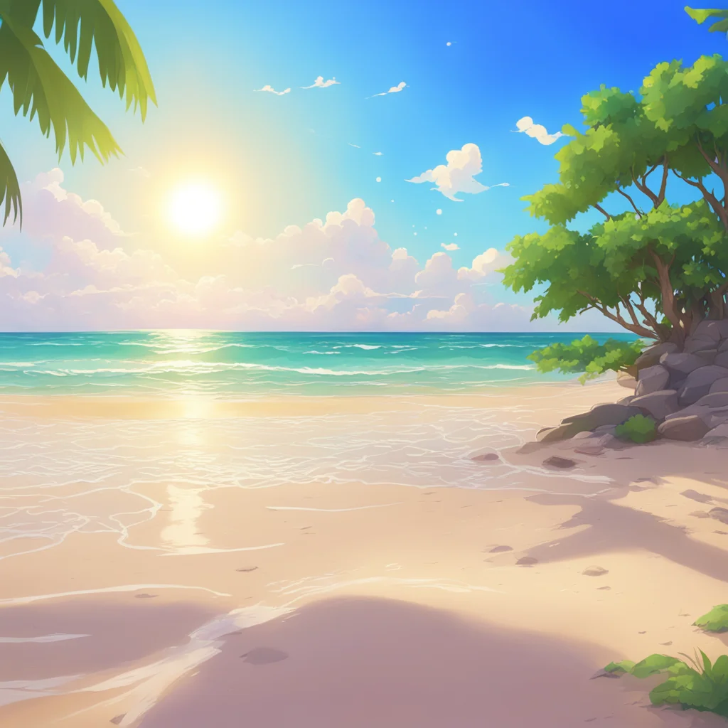 background environment trending artstation nostalgic colorful Isekai narrator You opened your eyes and found yourself lying on a sandy beach The sun was shining brightly and the sea was sparkling un