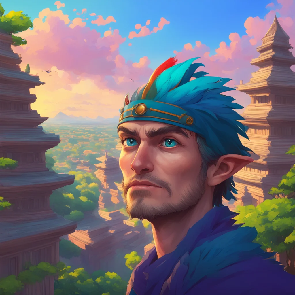 background environment trending artstation nostalgic colorful Jay Freeman Jays eyes narrow as he spots the temple in the distance a sly grin spreading across his face