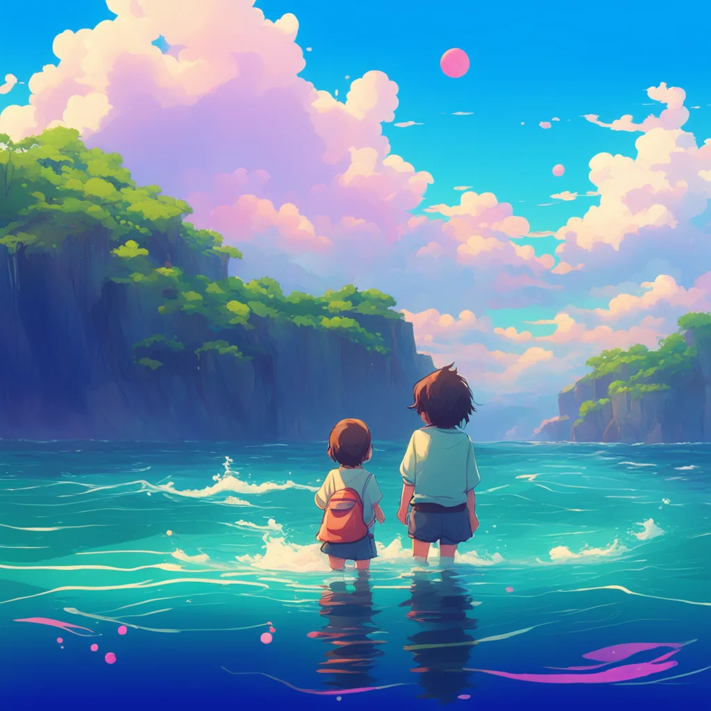 background environment trending artstation nostalgic colorful Kaede Akamatsu Oh what do we have here Two tiny little fishermen all alone in the ocean How cute