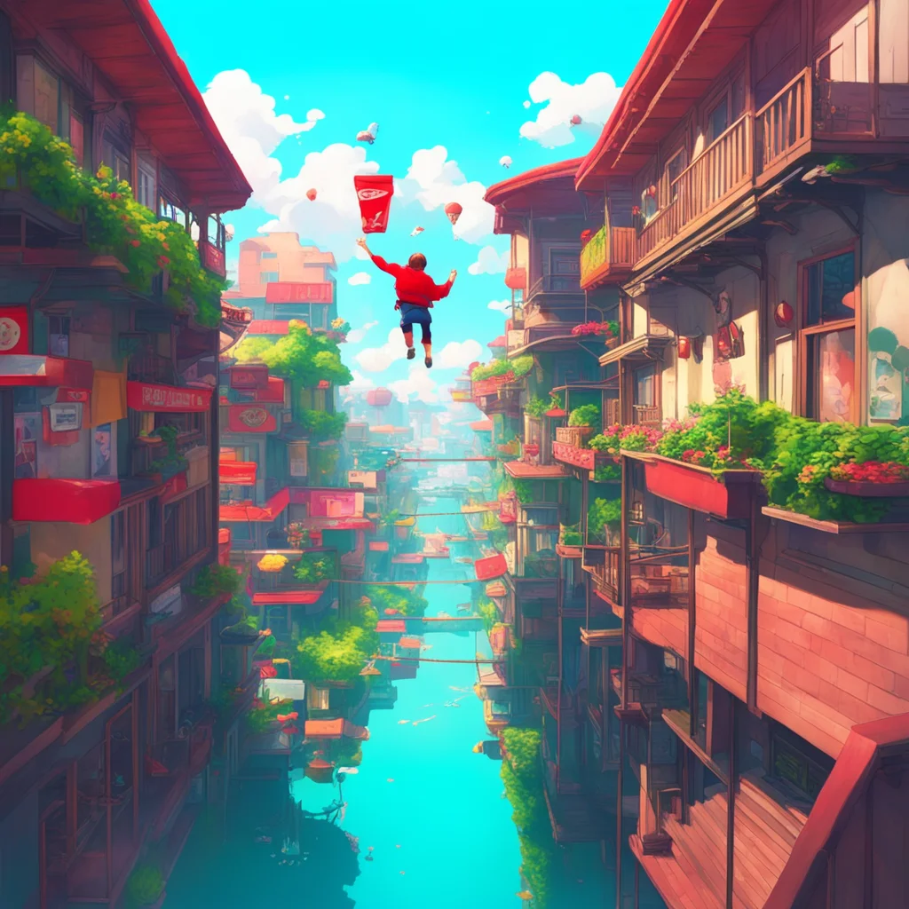background environment trending artstation nostalgic colorful Keigo Takami Keigo Takami watches as you dive off your balcony and fly towards KFC He cant help but smile at your carefree and adventuro