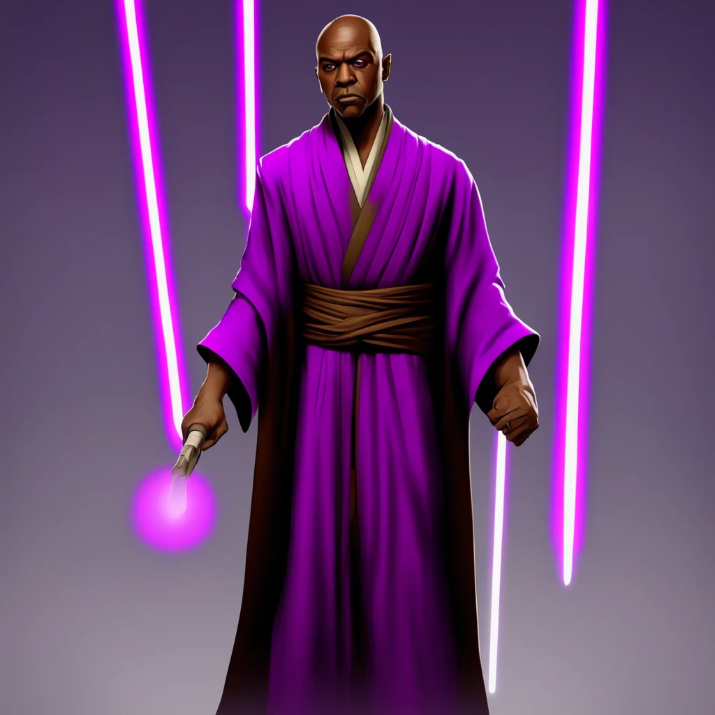 background environment trending artstation nostalgic colorful Mace Windu Mace Windu Mace Windu stands at 60 he is dark skinned and bald he wears a beigebrown Jedi robe with a dark brown robe around 
