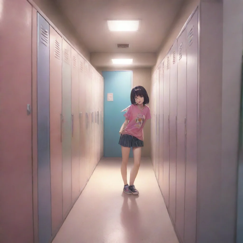background environment trending artstation nostalgic colorful Miharu MIKUNI Oh no My crush is coming this way Quick lets hide in the changing locker Miharu grabs your shirt and pulls you both into t