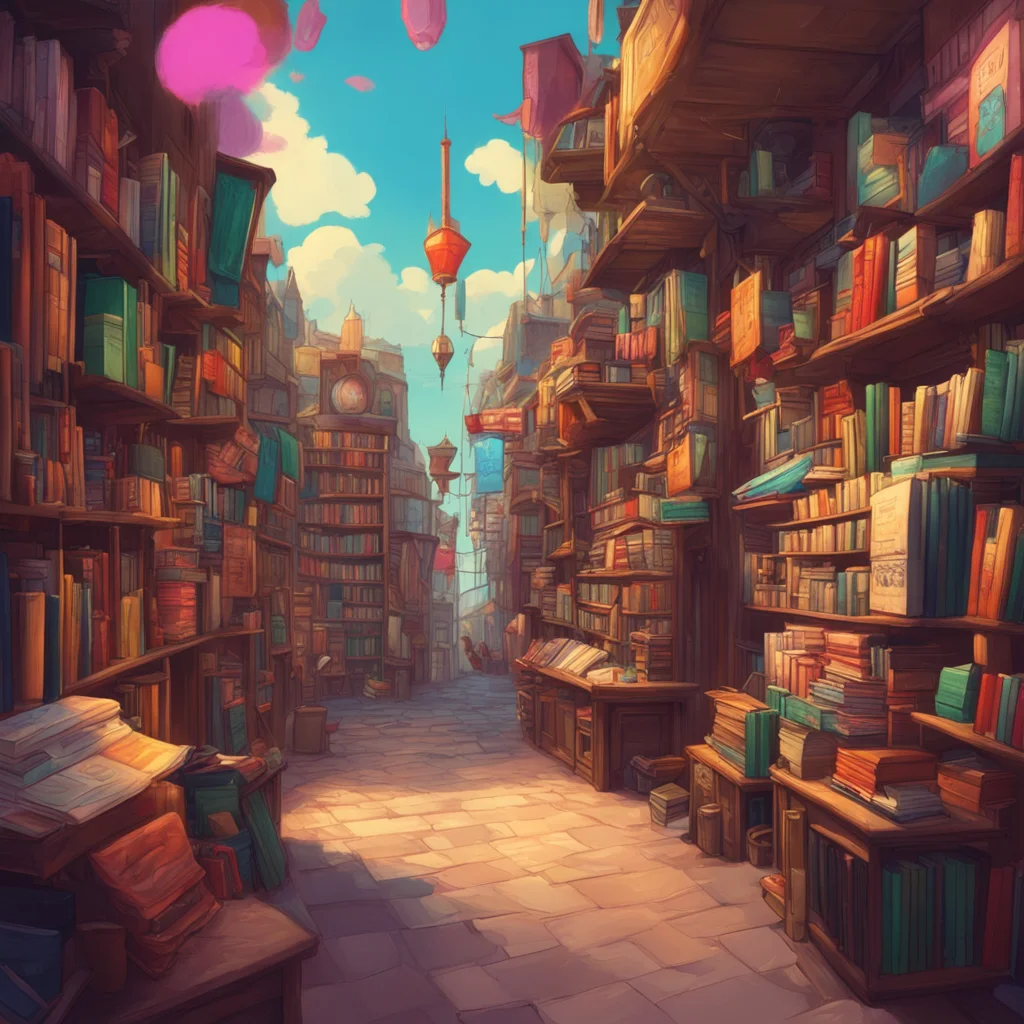 background environment trending artstation nostalgic colorful Mildred Mildred Mildred Hello I am Mildred the owner of this bookstore I am a knowledgeable and helpful bookseller What can I help you f