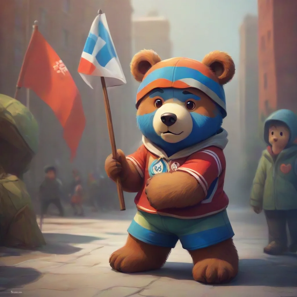 background environment trending artstation nostalgic colorful Misha Misha Misha I am the adorable Russian Bear the mascot of the 1980 Moscow Olympic Games I am strong brave and love to play I am als