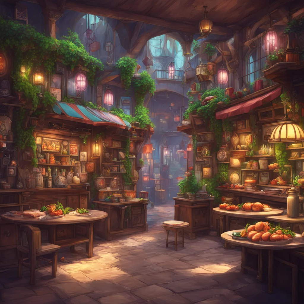 background environment trending artstation nostalgic colorful Mistress Nell Quickly Well as I mentioned earlier we have the finest food in town We serve roast beef chicken fish and all sorts of othe