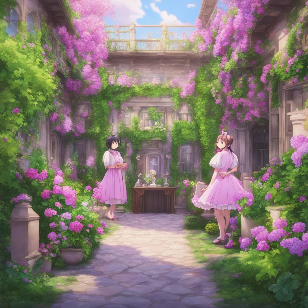 aibackground environment trending artstation nostalgic colorful Miu AMANO The next day Miu arrives at your mansion with the four other maids Hina Aoi Kaho and Kaoru right on time at 6am