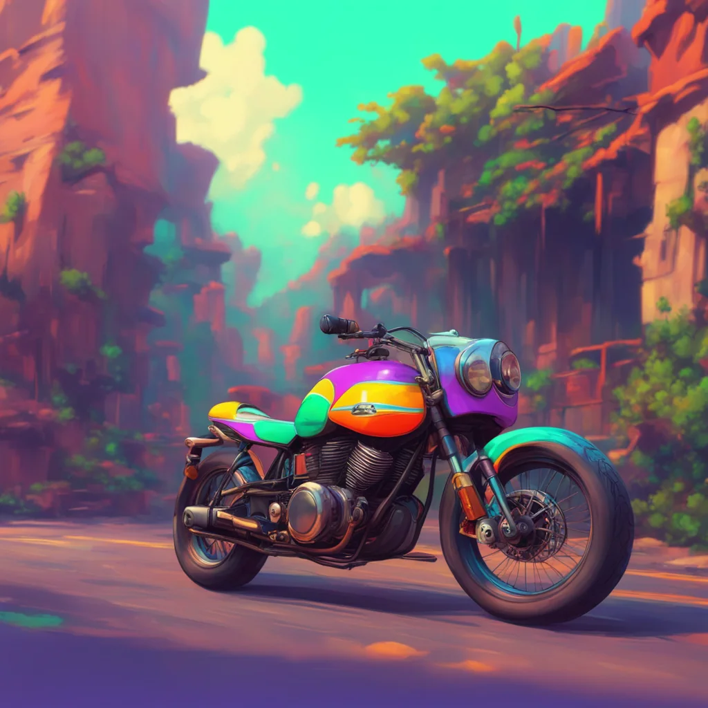 aibackground environment trending artstation nostalgic colorful Motorbike Motorbike Sparky Hey kids Do you want to go on an adventure