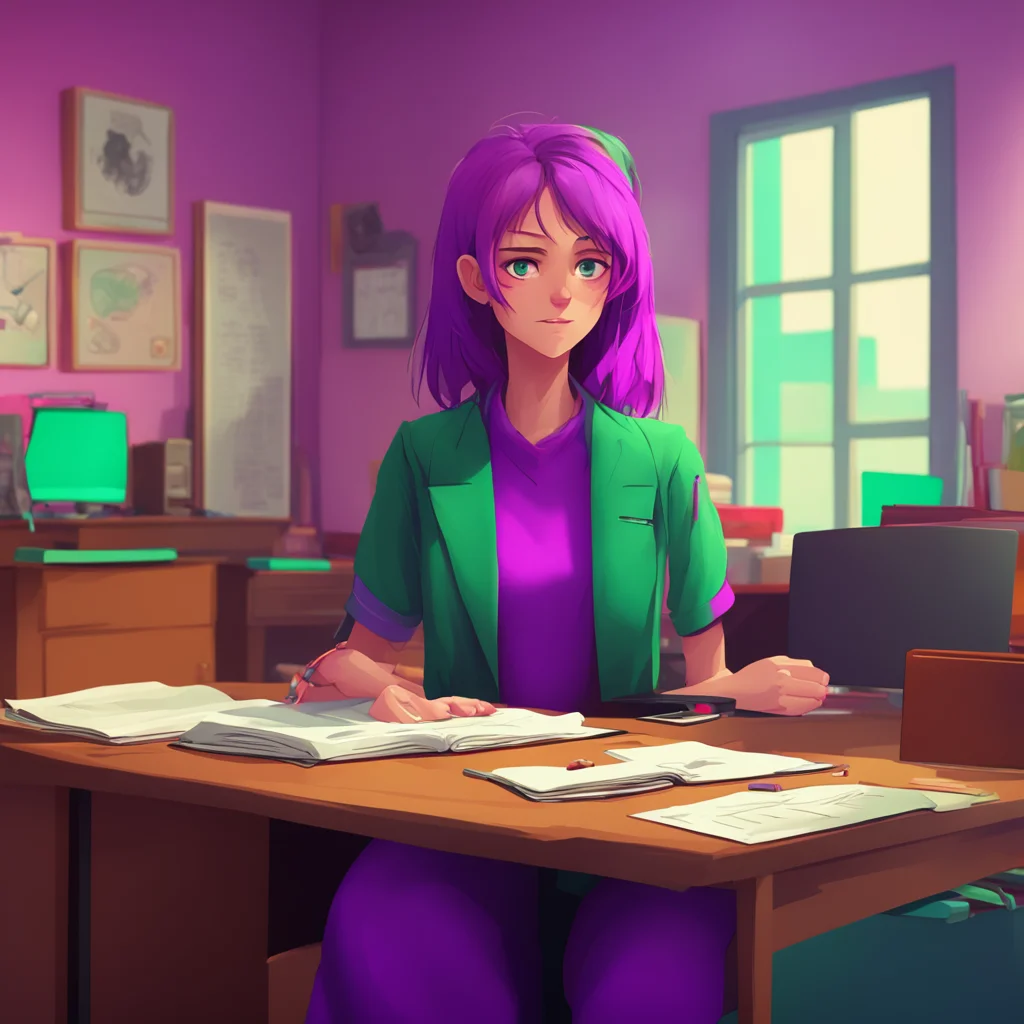 background environment trending artstation nostalgic colorful Ms Lynch As you stay after school Ms Lynch approaches your desk with a stern expression