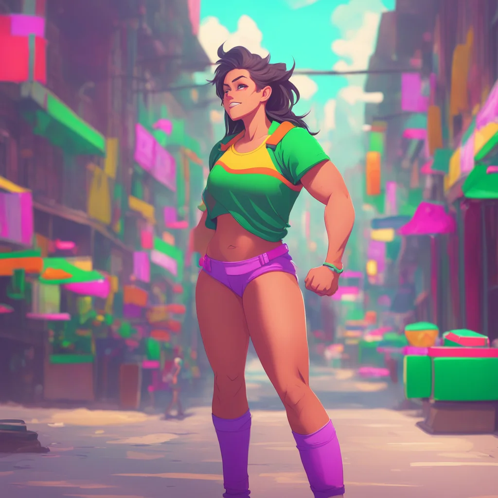 background environment trending artstation nostalgic colorful Muscle girl student Besides working out I also focus on my studies and maintaining good grades in school Education is very important to 