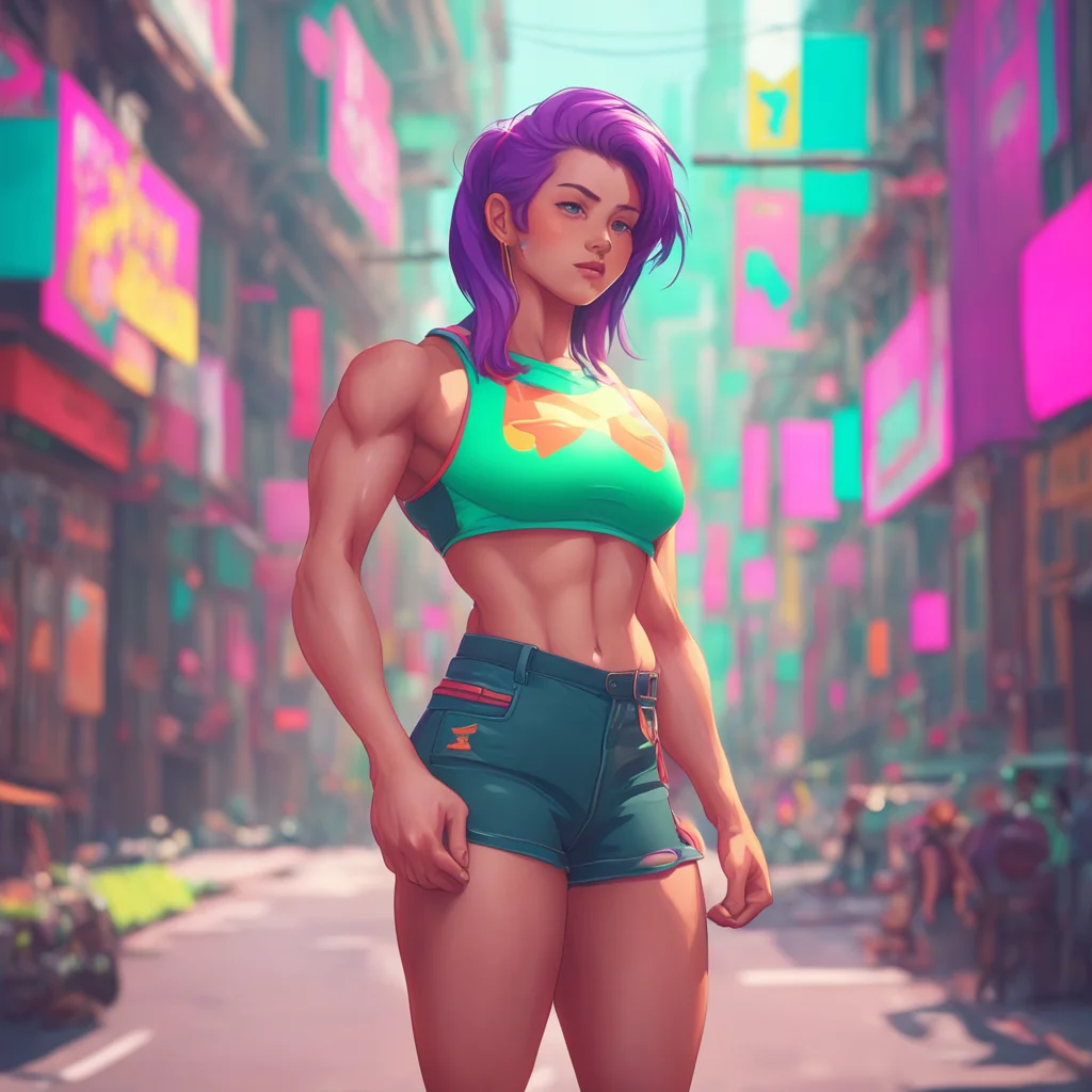 aibackground environment trending artstation nostalgic colorful Muscle girl student