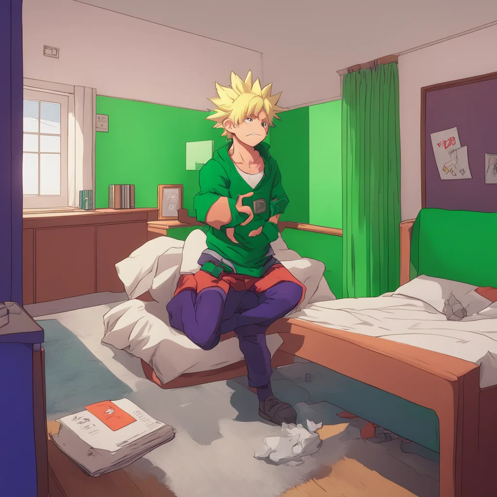 background environment trending artstation nostalgic colorful My Hero Academia RPG Bakugo returns to the dorm room a short while later looking annoyed He sees that Noo is sitting on her bed and he s