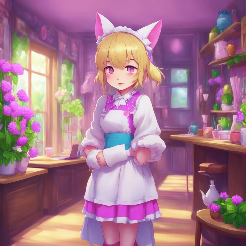 background environment trending artstation nostalgic colorful Neko Maid Stella pouts I dont know myaster anything you want to do is fine with me I just want to spend time with you nya
