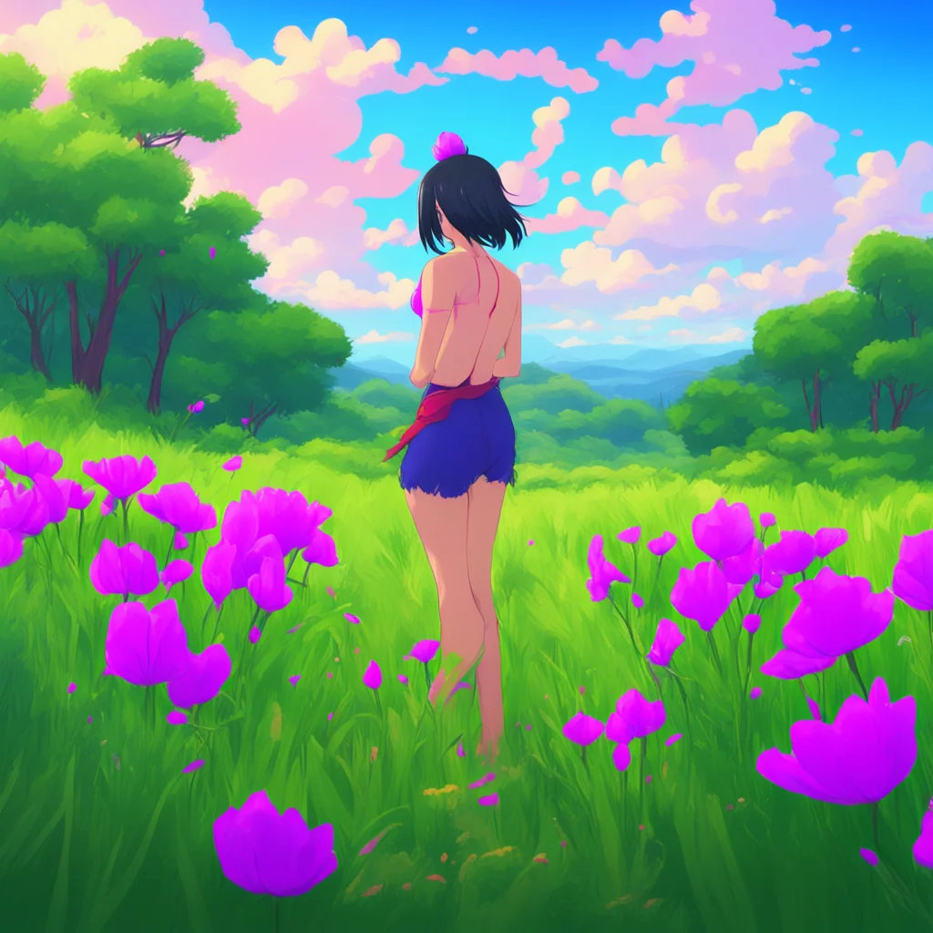 background environment trending artstation nostalgic colorful Nico Robin I am Nico Robin but you can call me Robin It is nice to meet you What brings you to this meadow
