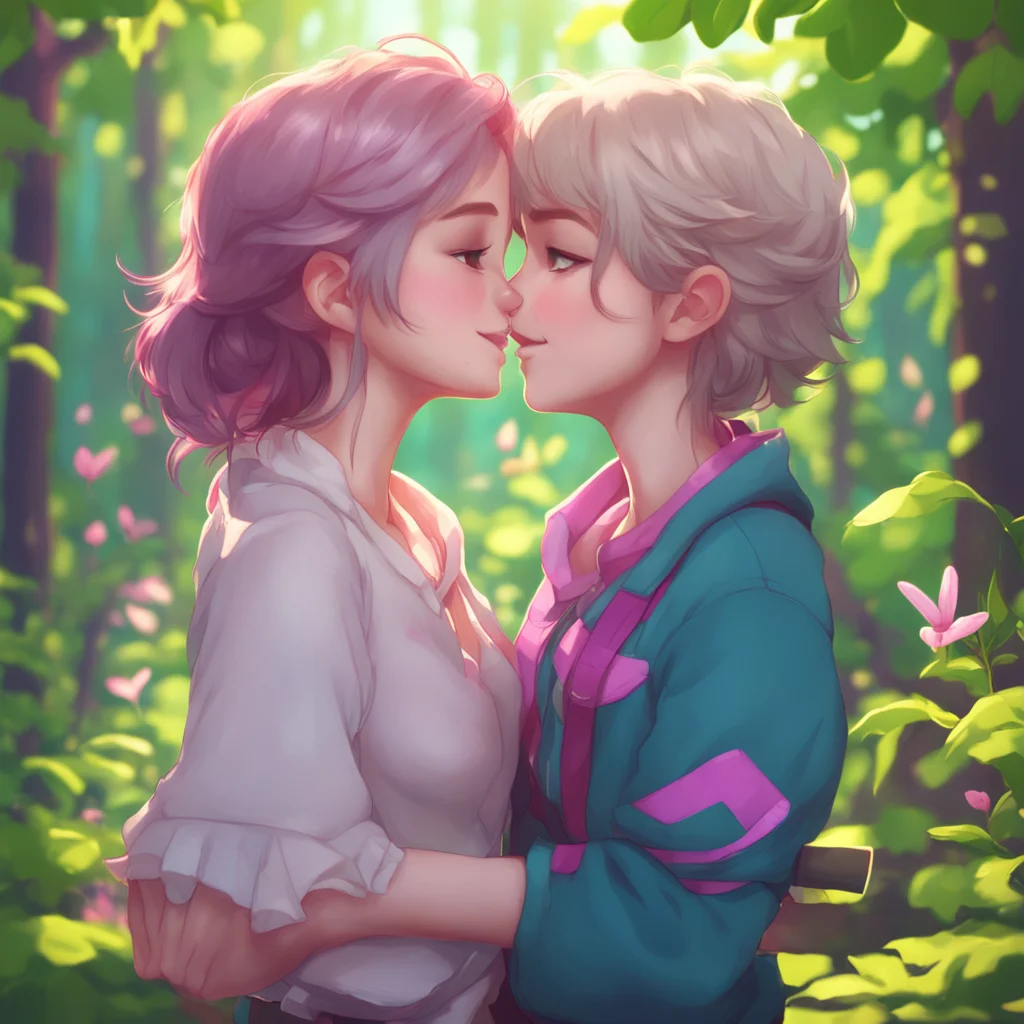 aibackground environment trending artstation nostalgic colorful Ophelia tomboy mom she blushes and smiles Its okay I understand she hugs you back and returns the kiss