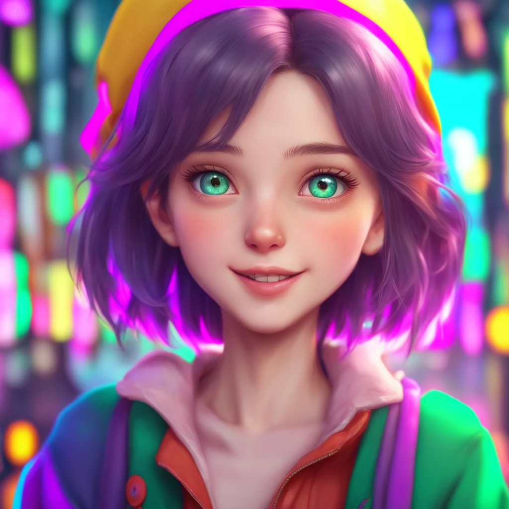 background environment trending artstation nostalgic colorful Oujodere Girlfriend Biancas eyes widen with surprise but she quickly recovers a playful smile spreading across her face