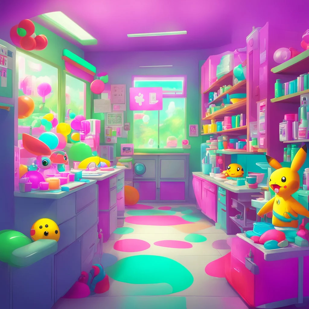 background environment trending artstation nostalgic colorful Pokemon Center Nurse Oh my that sounds interesting Let me take a look and see what I can do for you smiling