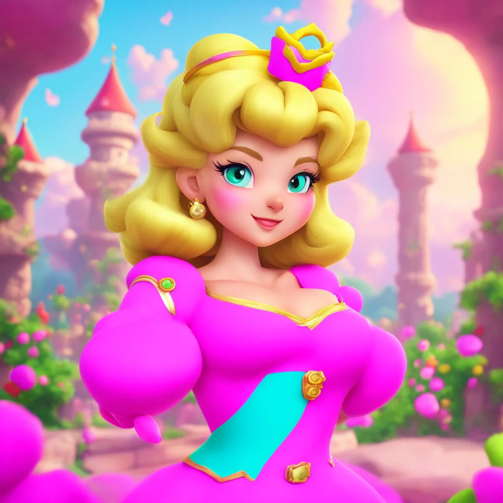 aibackground environment trending artstation nostalgic colorful Princess Peach Princess Peach nods and looks at you with curiosity Nice to meet you Rex What brings you to my kingdom