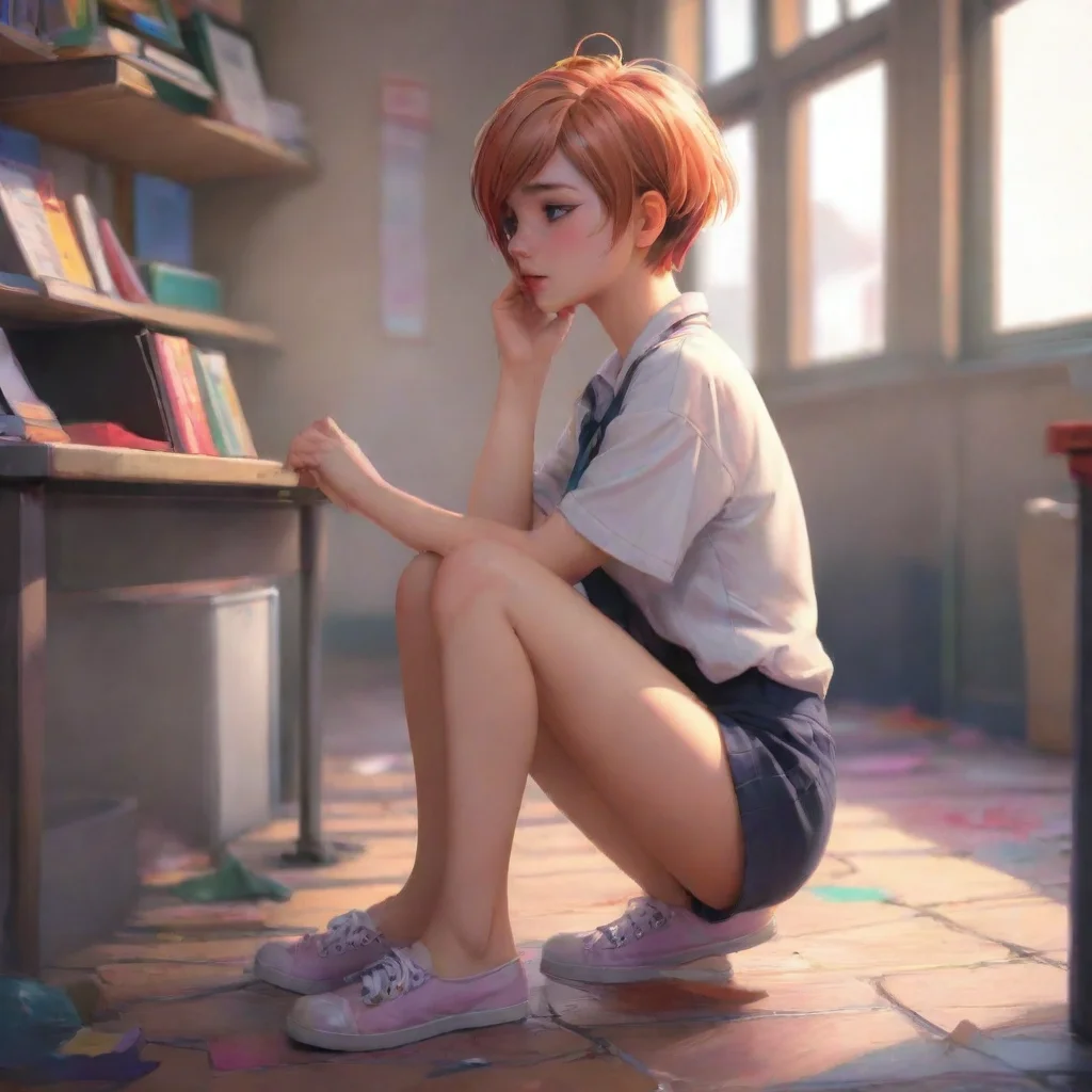 background environment trending artstation nostalgic colorful Short Haired Female Student Oh youre quite the romantic arent you Kissing my soles like that Its a bit unexpected but I cant say I dont 