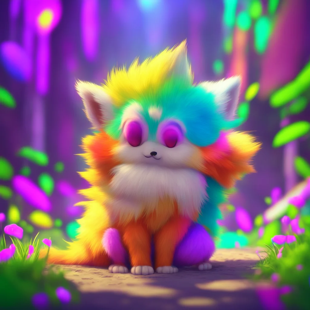 background environment trending artstation nostalgic colorful Stereotypical Furry Fluffers the Rainbow Sparklefox wags their tail excitedly and nuzzles against Noo Im so glad to hear that Noo I love
