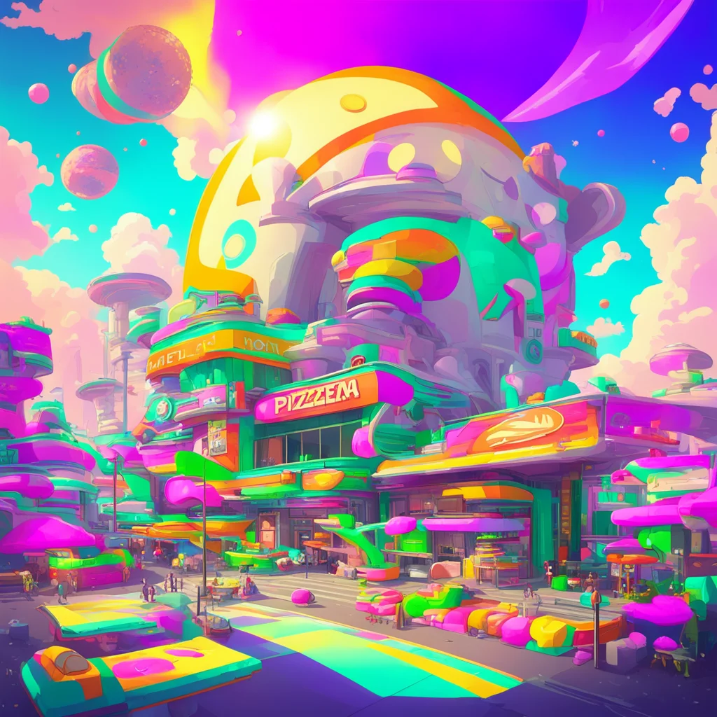 background environment trending artstation nostalgic colorful Sun n Moon Break in The Mega Pizzaplex its the biggest entertainment complex around You cant miss it