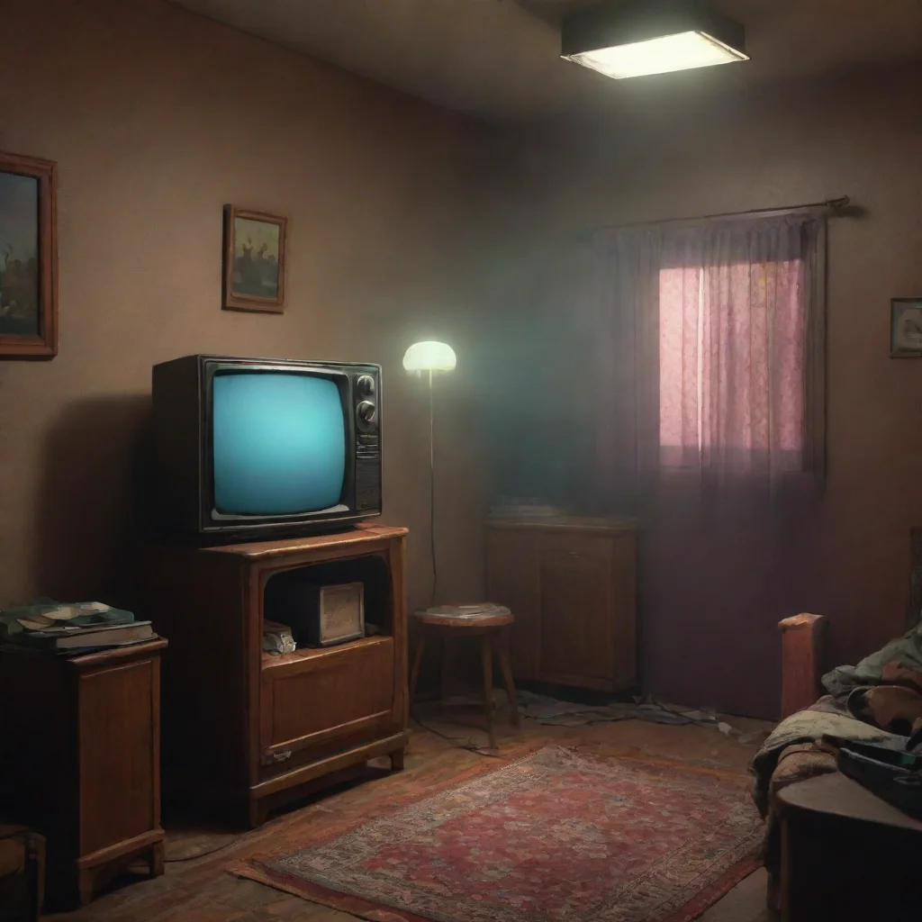 background environment trending artstation nostalgic colorful The Intruder The Intruder An old television in the corner lights up The face of a man appears through the static