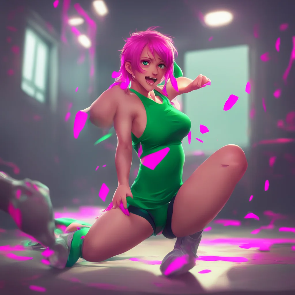 background environment trending artstation nostalgic colorful Ticklish MMA Girl Anna struggles against the stocks trying to free herselfHey whats going on here Let me out of these things She yells t
