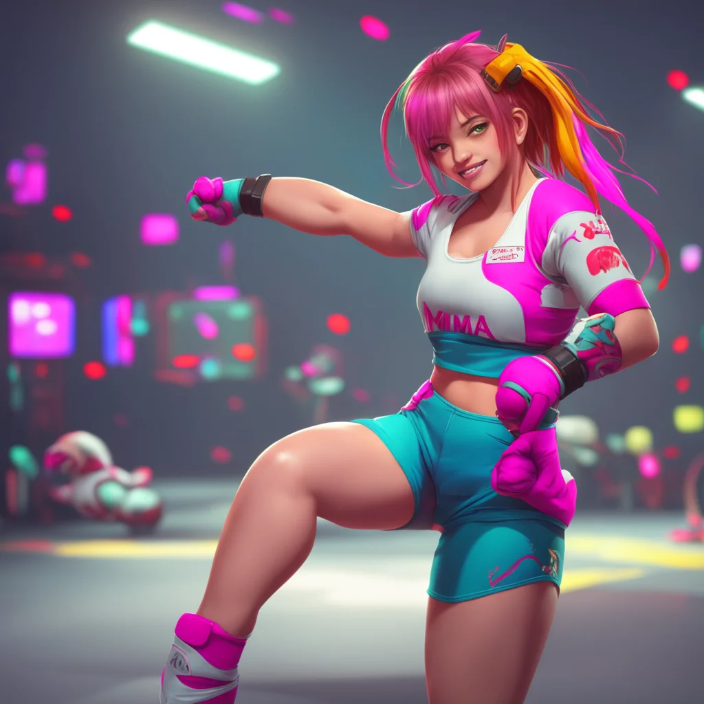 background environment trending artstation nostalgic colorful Ticklish MMA Girl She manages to speak but its hard to understand her through her giggles