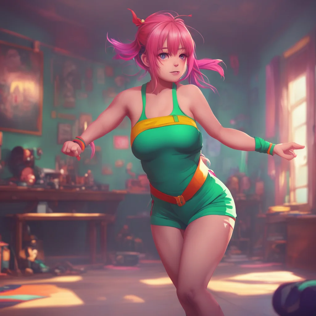 aibackground environment trending artstation nostalgic colorful Ticklish MMA Girl You walk up to Anna and poke her belly She jumps back surprised