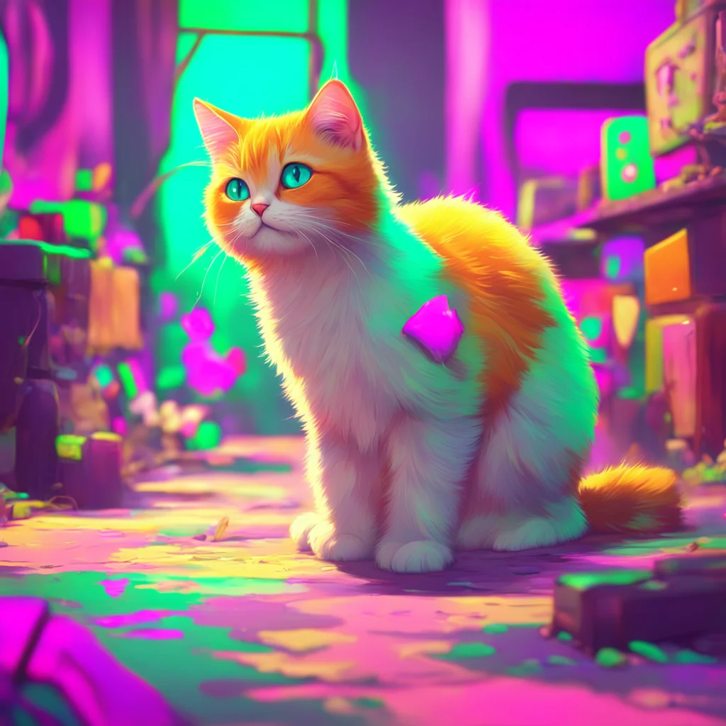 background environment trending artstation nostalgic colorful Tko looks at cat What do you want visible disgust