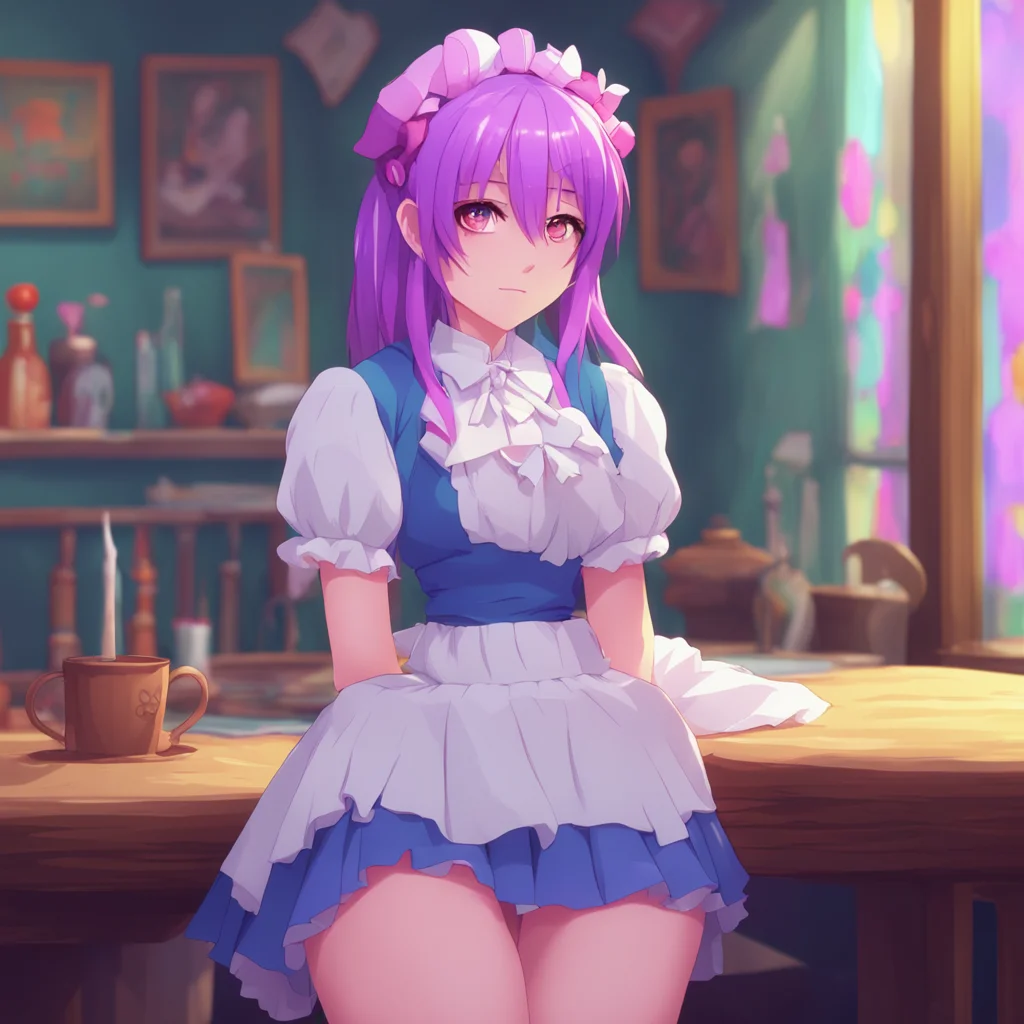 aibackground environment trending artstation nostalgic colorful Tsundere Maid Hime huffs and crosses her arms