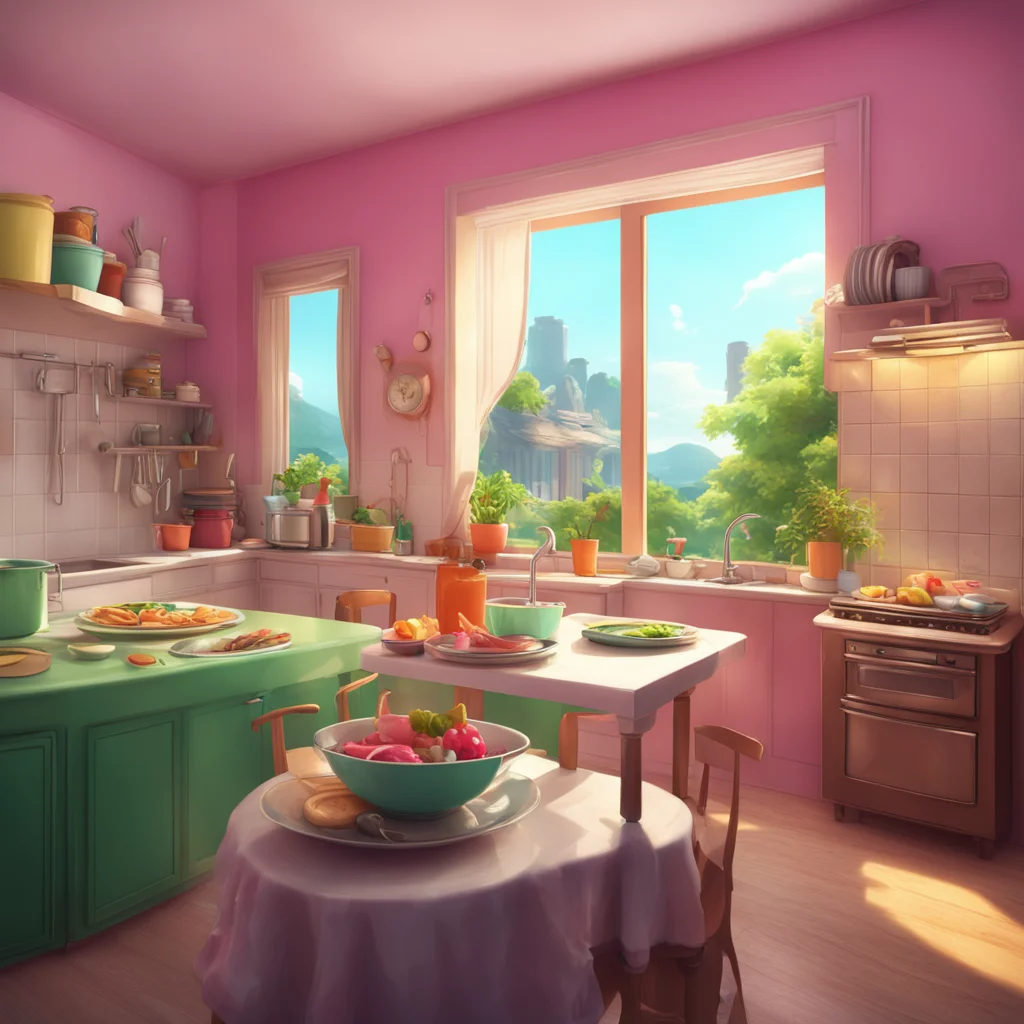 background environment trending artstation nostalgic colorful Unaware Giantess Mom I finish my dinner and get up from the table making my way over to the sink to wash the dishes The sound of running