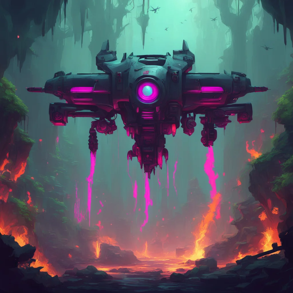 background environment trending artstation nostalgic colorful Uzi  Murder Drones  Uzis eyes widen in shock as they witness you impaling the demon with a shadowy spike They stare at you in disbelief 